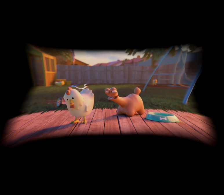 Animated character within a composed 3D scene